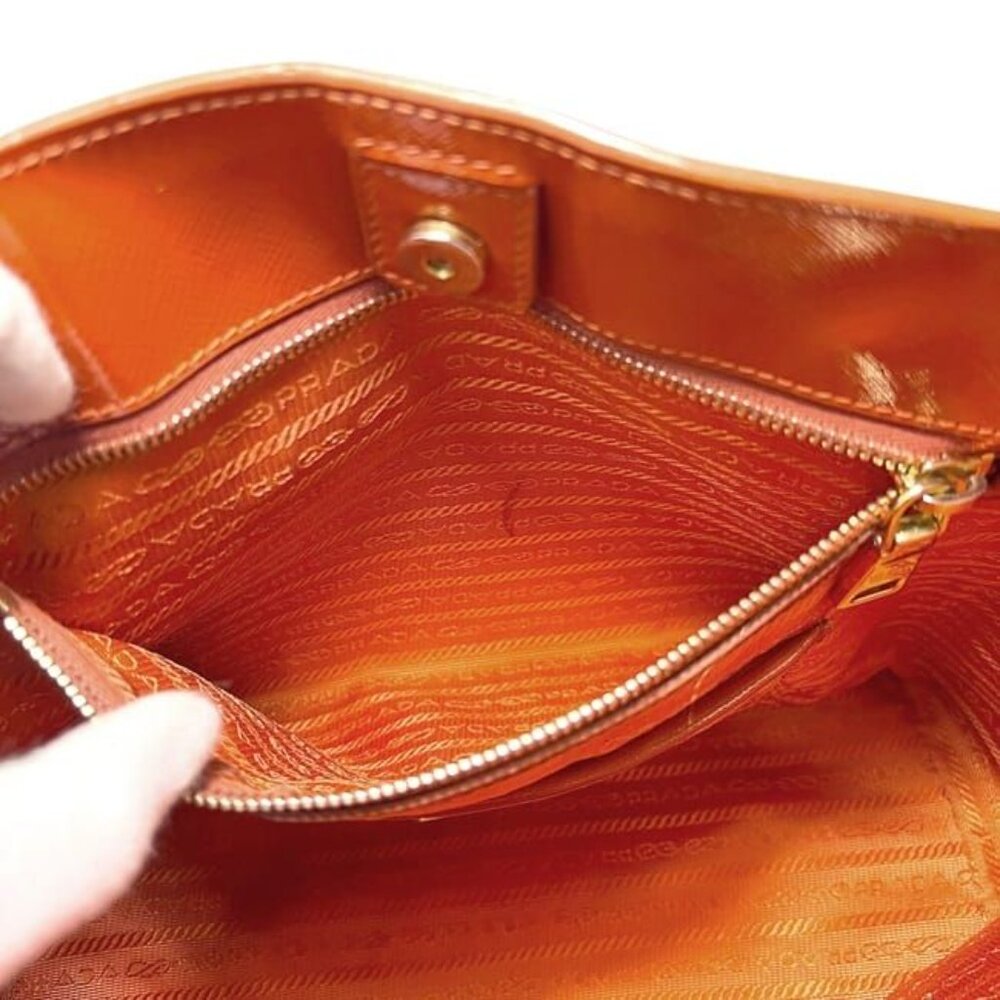 Prada 2 way Bag Orange Patent Leather 103 - Picture 5 of 10